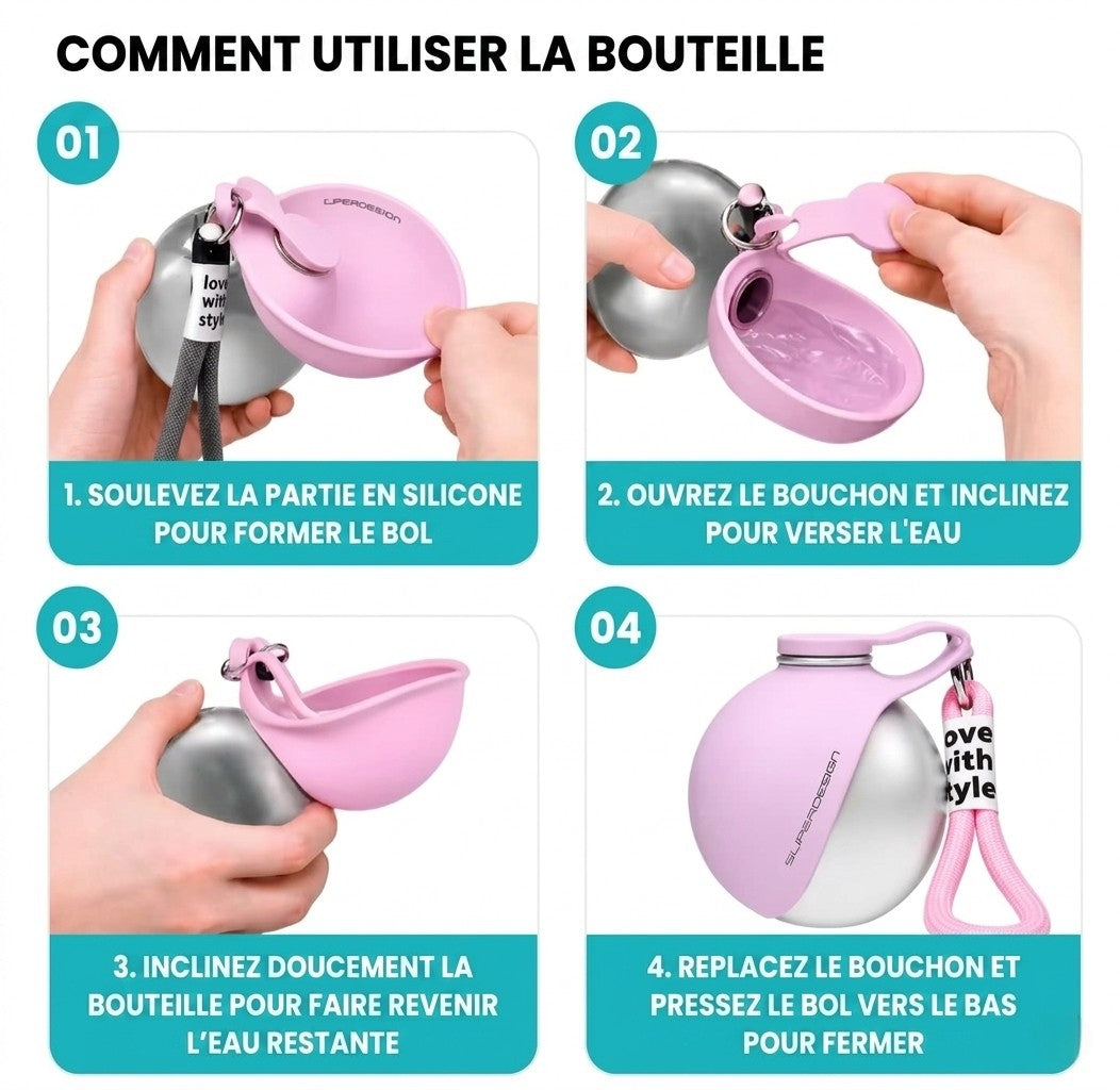 Gourde de voyage en inox pour Chien